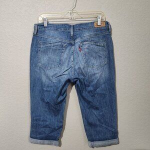 Levis Womens Mid-Rise Denim Capri Jeans Blue Size 8 With Rolled Cuffs